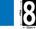 The diffuse (left) and 8-bit alpha (right) channels for the digit textures.
